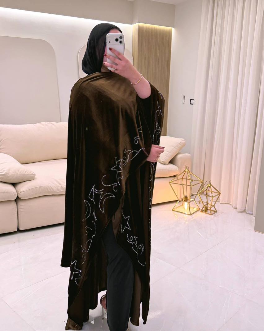 Velvet caftan with embroidery