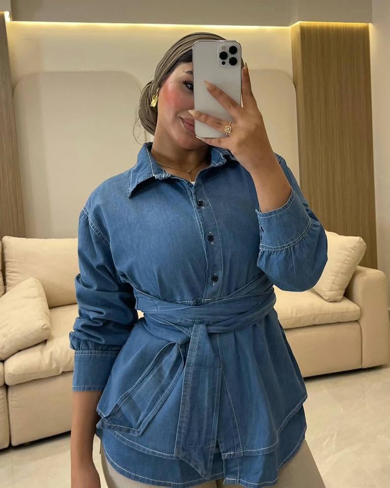 Belted Denim Shirt