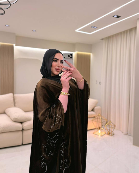 Velvet caftan with embroidery