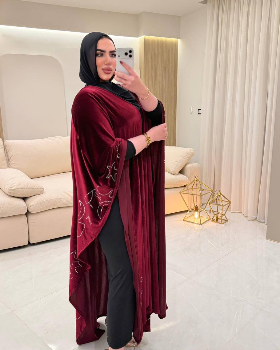Velvet caftan with embroidery