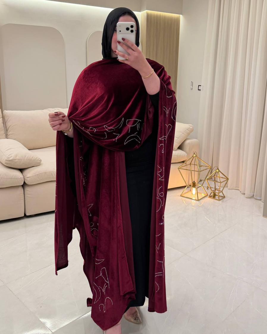 Velvet caftan with embroidery