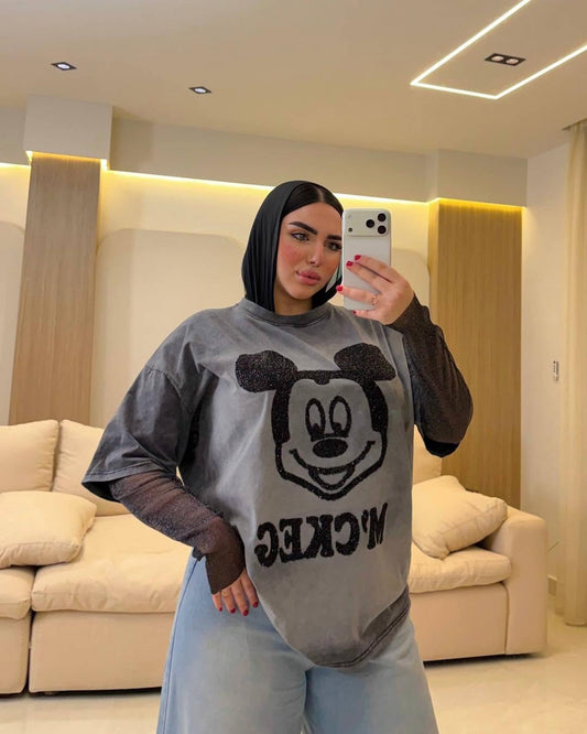 Mickey Glitter Oversized Tee