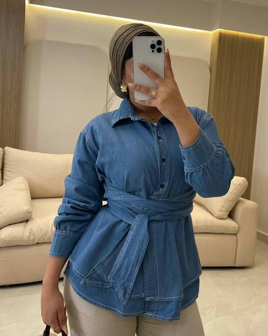 Belted Denim Shirt