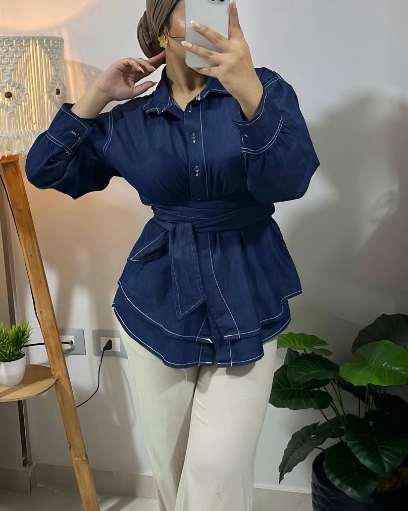 Belted Denim Shirt