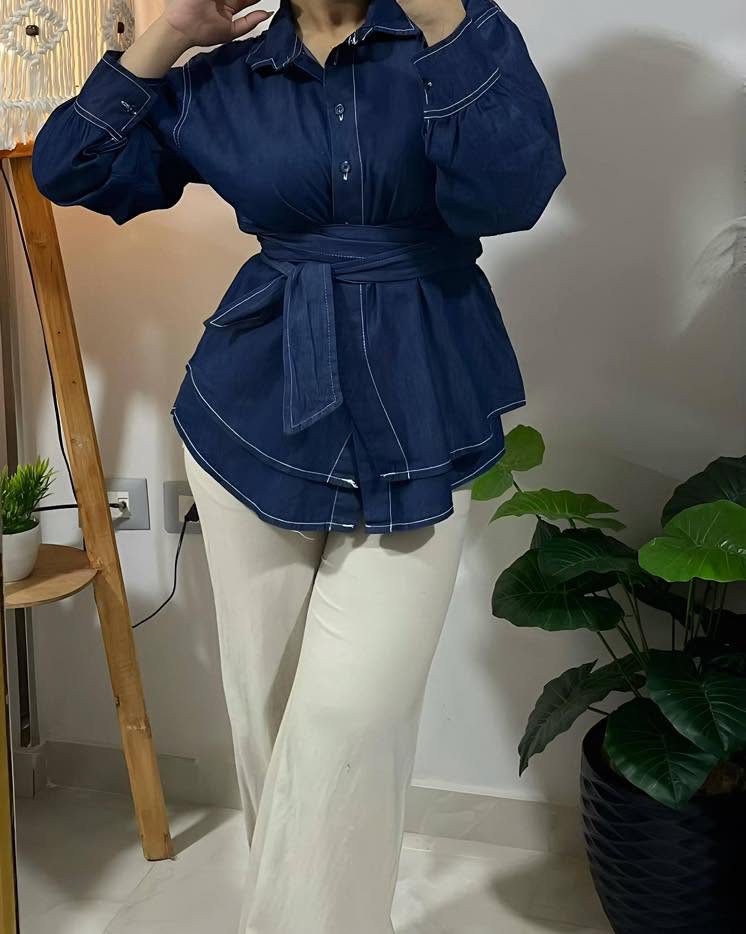 Belted Denim Shirt