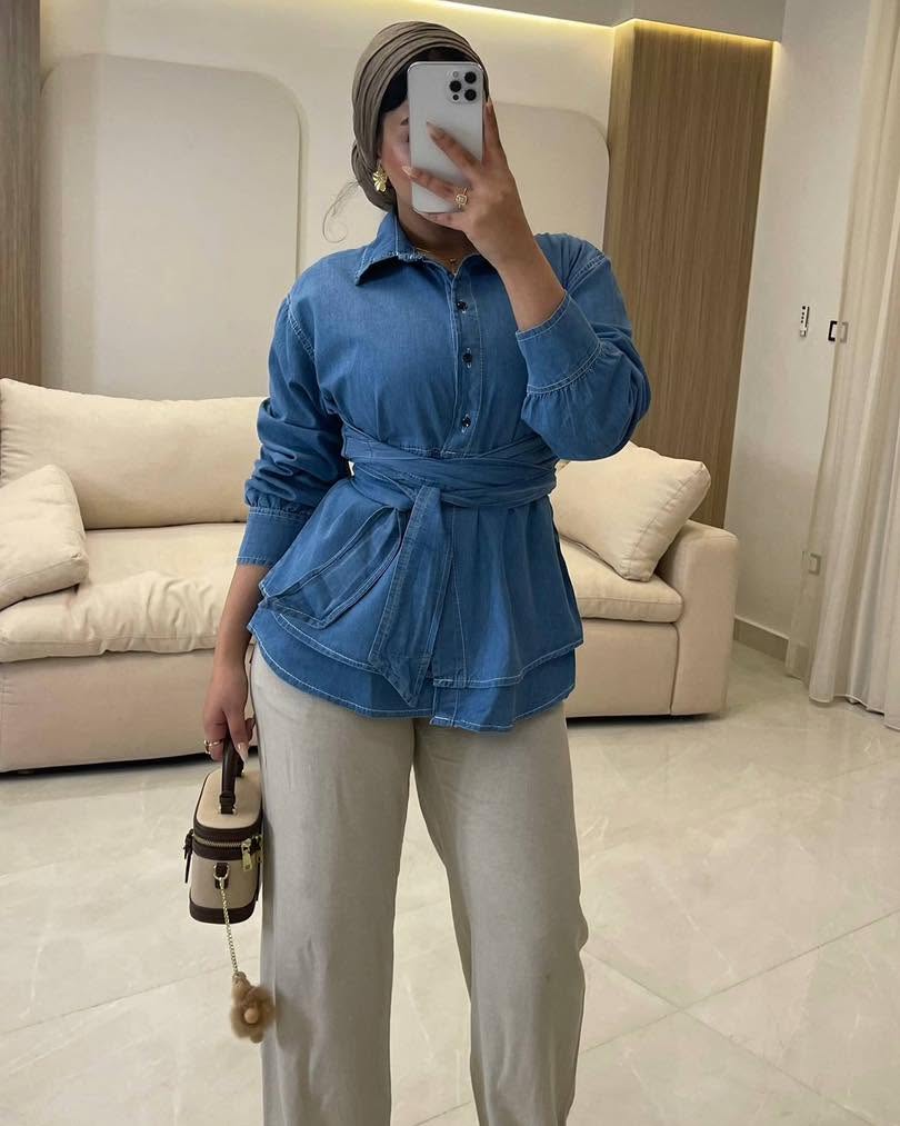 Belted Denim Shirt
