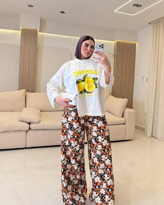 Tropical Wide-Leg Pants