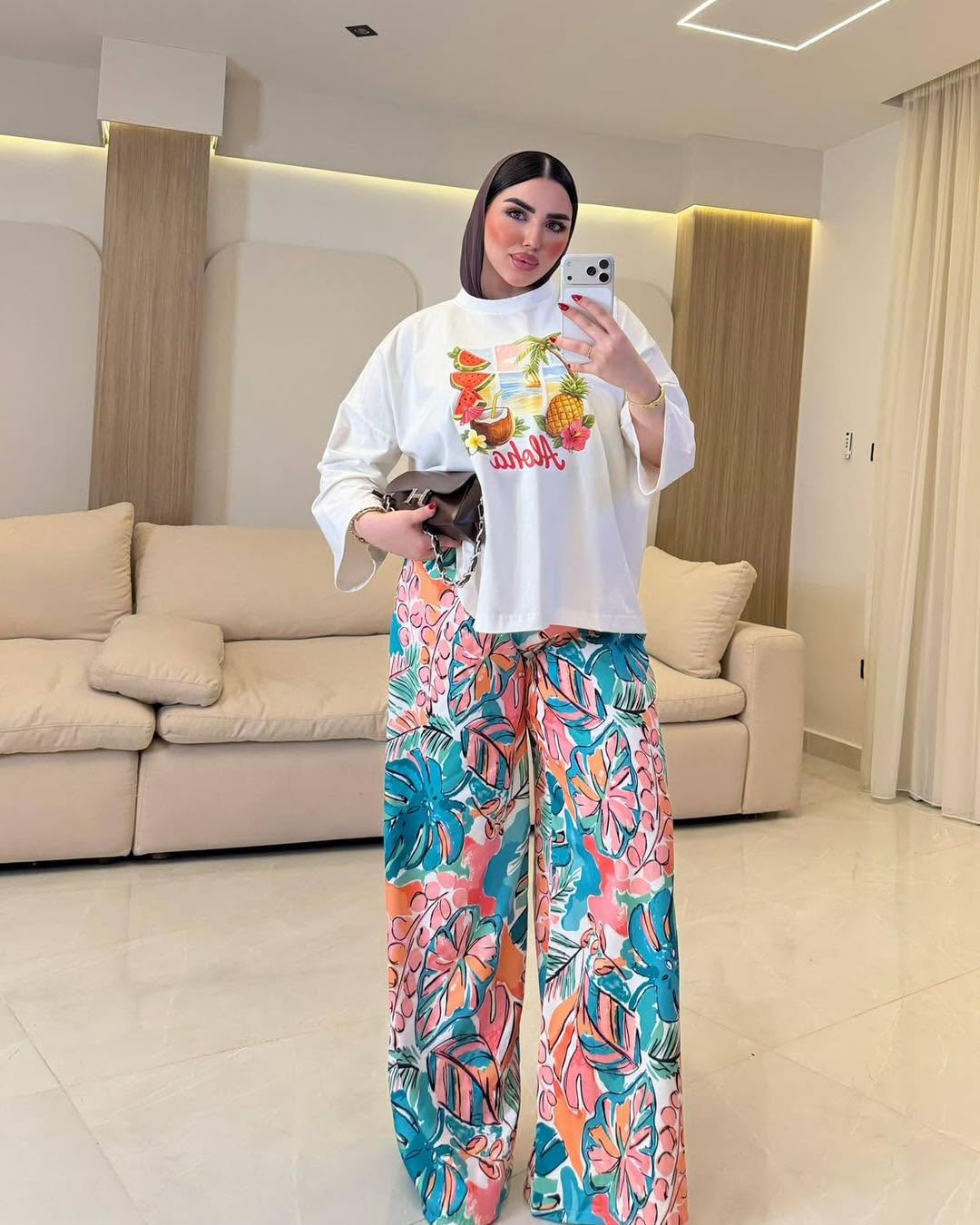 Tropical Wide-Leg Pants