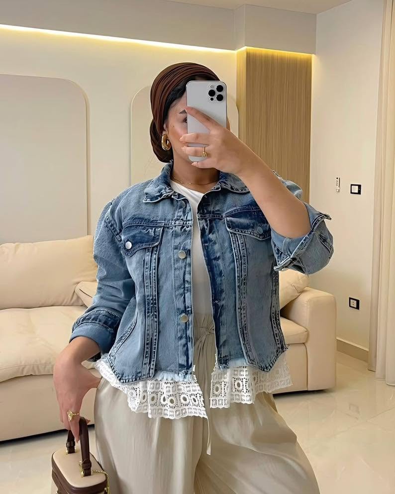 Luxe Lace Peplum Denim Jacket