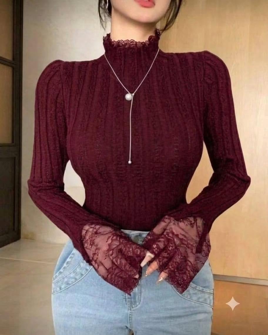 lavito lace cuff top