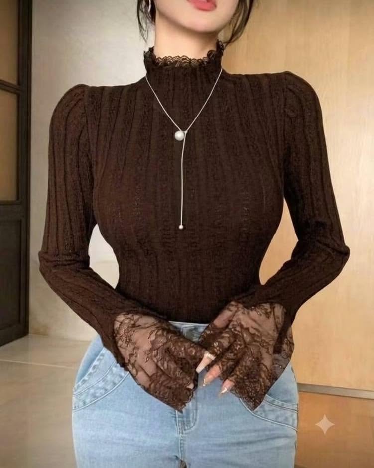 lavito lace cuff top