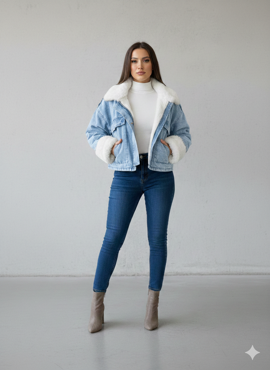 fur denim jacket