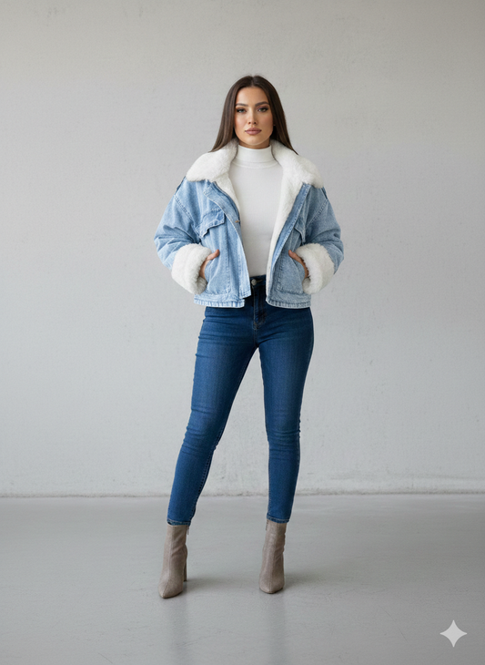 fur denim jacket
