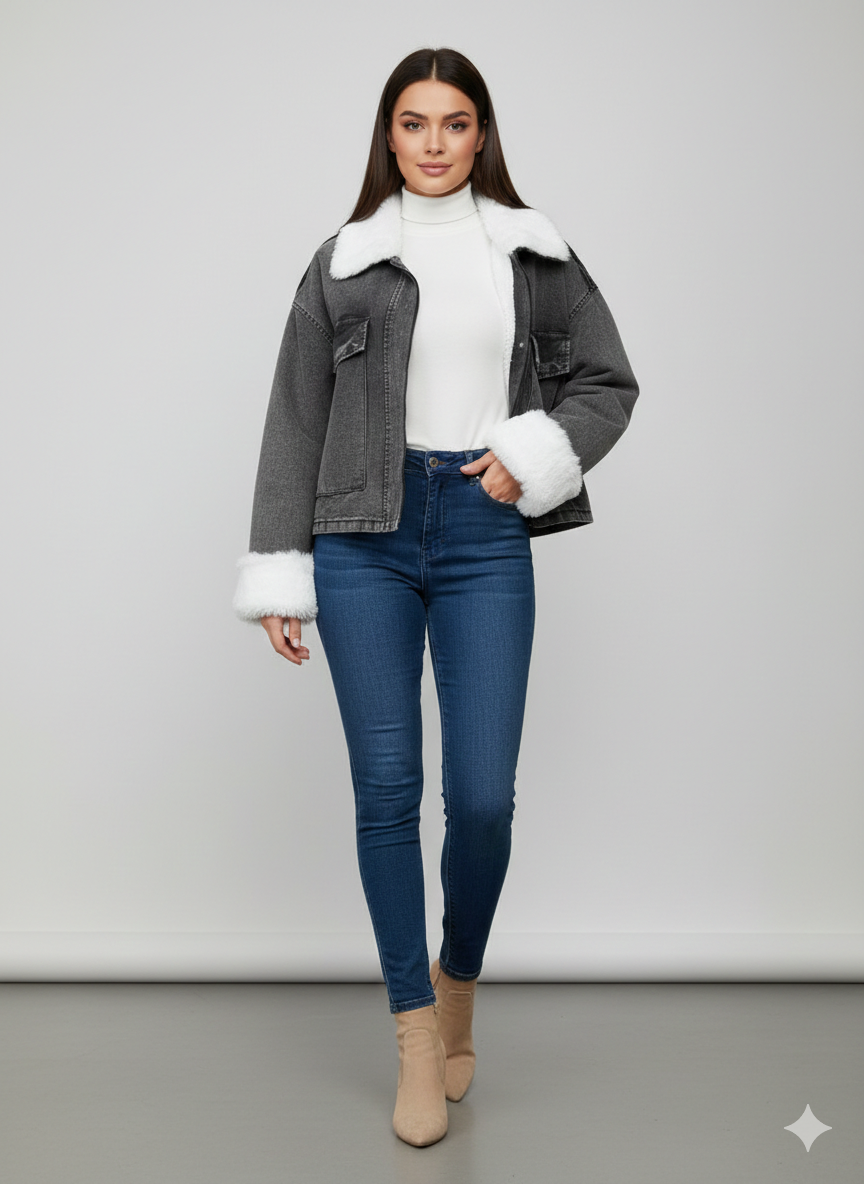 fur denim jacket